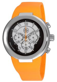 Philip Stein 32ABWRM  Watches,Mens Black and Silver Chronograph Dial Orange Rubber Strap, Chronograph Philip Stein Quartz Watches