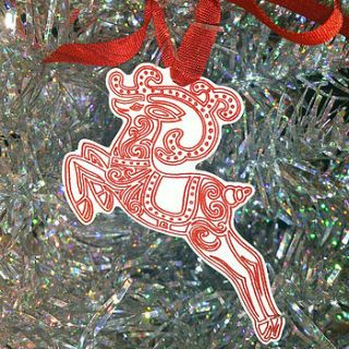 reindeer hanging christmas tree decoration by flaming imp
