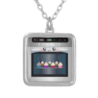 Kawaii Happy Oven with cupcakes Personalized Necklace
