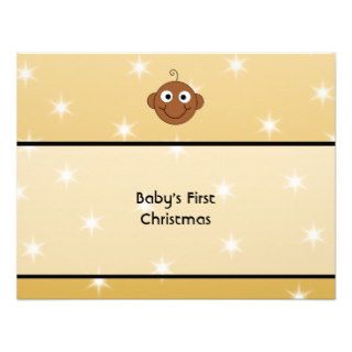 Baby's First Christmas. On Gold Color Background. Invite