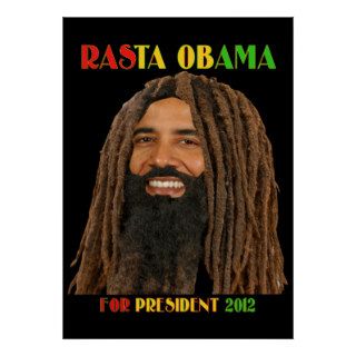 Rasta Obama for President 2012 Poster Yah Man