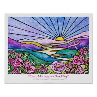 "Every Morning is a New Day" Pink ribbon Ekleberry Posters