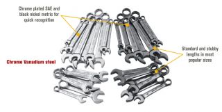 Ironton SAE and Metric Combination Wrenches — 32-Pc. Set  Combination Wrench Sets