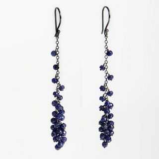 drop earrings, sapphire by kate wood jewellery