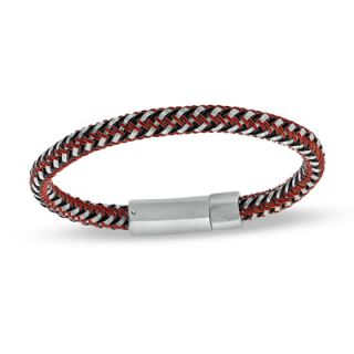 Mens Tri Tone Red and Black Ion Plated Stainless Steel Bracelet   8
