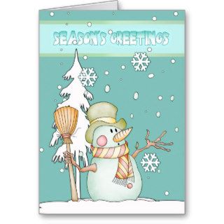 Season's Greetings Snowman   Snowman Greeting Card