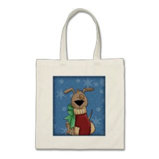 Cute Dog   Christmas Design Tote Bags