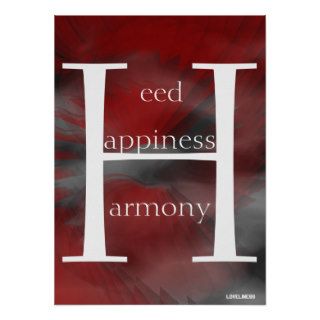Heed Happiness Harmony Red Poster  Cust.