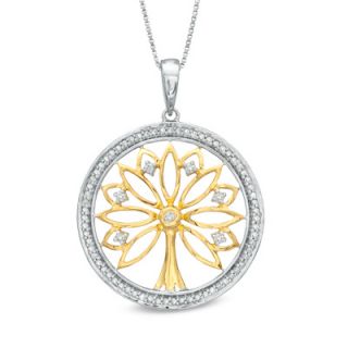 CT. T.W. Diamond Tree of Life Medallion Pendant in Sterling Silver