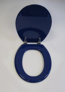 Toilet Seat Round 16.5 Blue, Deluxe Acrylic Resin with Chrome Hinges    