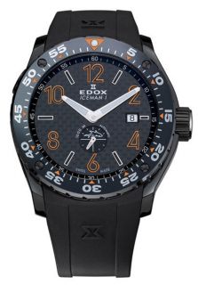EDOX 96001 37NO NIO2  Watches,Mens Black Dial Black Rubber, Luxury EDOX Automatic Watches