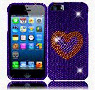 Purple Heart Bling Gem Jeweled Crystal Cover Case for Apple iPhone 5 Cell Phones & Accessories