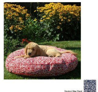 Snoozer Pet Dog Cat Outdoor Pool and Patio Round Soft Sleeping Rest Bed Nautical Blue Floral Large 