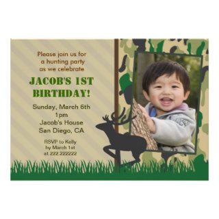 Camo Hunting Photo Birthday invitations
