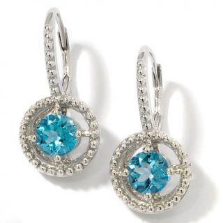 Victoria Wieck Round Gemstone Sterling Silver Caviar Bead Drop Earrings