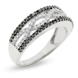 CT. T.W. Enhanced Black and White Diamond Infinity Ring in 10K