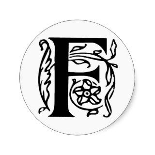 Fancy Letter F Round Stickers
