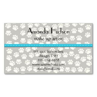 Dog Paws Traces Paw prints White Black Blue Business Card Template