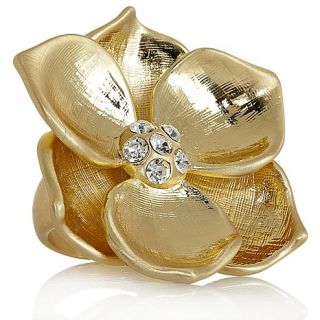 Niecy Nash Collection Clear Crystal Brushed Goldtone "Flower" Ring
