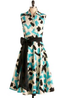 How Was Your Day Dress in Cyan  Mod Retro Vintage Dresses