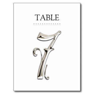 Any Color Table Numbers Fancy Silver Postcard