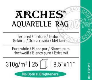 Canson Arches Aquarelle Rag, Textured Pure White, Watercolor Matte Inkjet Paper, 310gsm, 8.5x11", 25 Sheets  Inkjet Printer Paper  Electronics