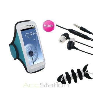 NEW YEAR  Bargain 2014 deal Blue Armband Case+Black Headphone For Samsung Galaxy S3 i9300+Fishbone Wrap PlEASE CHOOSE 1 COLOR Cell Phones & Accessories