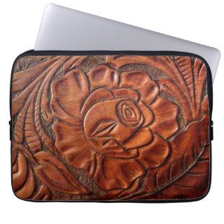 Tooled Leather Laptop Sleeve 13 Inch