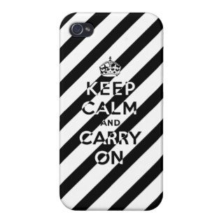 Keep Calm, Stripes Black White Color Block Cases For iPhone 4