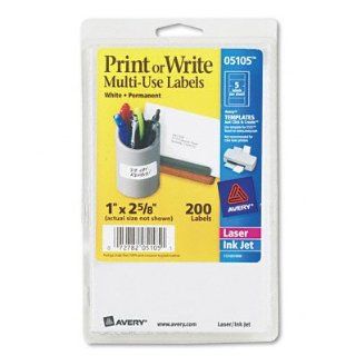 Avery Print or Write Labels for Laser and Inkjet Printers, 1 x 2.625 Inches, White, Pack of 200 (5105)  All Purpose Labels 