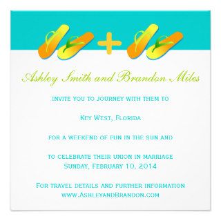 Blue Yellow Flip Flops Beach Wedding Invitation