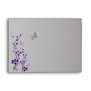 Purple, Gray Floral Butterfly Envelope for 5"x7"