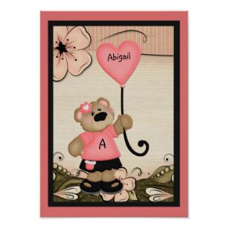 Girl Bear Personalized Nursery Poster
