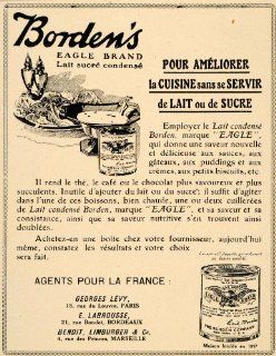 1920 Ad French Bordens Eagle Condensed Milk Lait Canned   Original Print Ad  