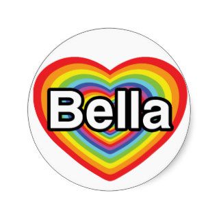 I love Bella rainbow heart Stickers