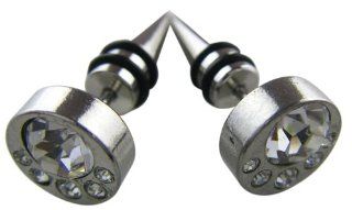 Ear Plug Look Alike   Ear Plug Spike CZ Studded Look Alike Earrings   Earring Sets