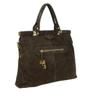 HS 4566 CYRA MR Made in Italy Suede Leather Brown Satchel/Messenger Bag Top Handle Handbags Shoes