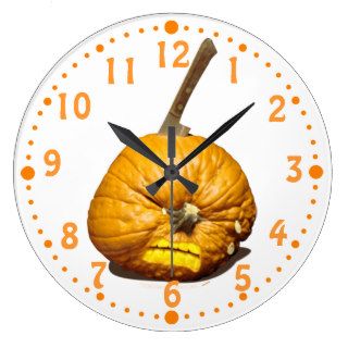 Funny Pumpkin Headache Knife Pain Halloween Clock
