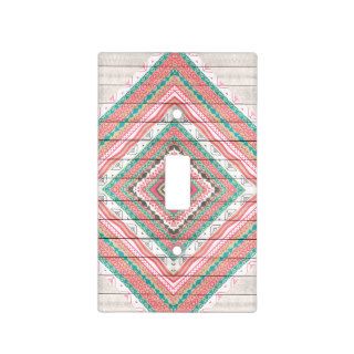 Pink Striped Aztec Coral Teal Chevron Wood Pattern Light Switch Covers