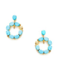 Diamond & Turquoise Open Disc Drop Earrings by Jennifer Miller