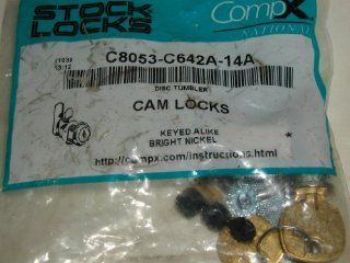 STOCK LOCK COMPX CAM LOCK LOCKS C8053 C642A 14A KEYED ALIKE BRIGHT NICKEL BY NATIONAL 