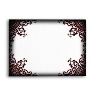 Black and Red Gothic Scroll Wedding Envelope
