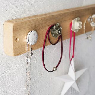 reclaimed wooden jewellery hook board by möa design