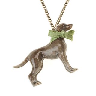 hand painted porcelain grey dog necklace by bloom boutique