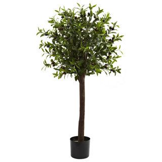 Nearly Natural 4 foot Olive Topiary Silk Tree Decorative Plant Nearly Natural Silk Plants
