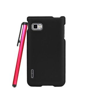 Black Hard Protector Cover Case + ManiaGear Screen Protector & Stylus Pen for LG Optimus F3 P659/MS659 Cell Phones & Accessories