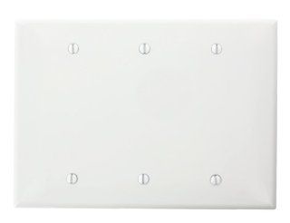 Leviton PJ33 W Midway Size High Impact Thermoplastic 3 Gang Blank Wallplate, White   Switch Plates  