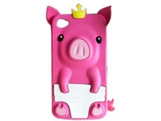 Peach 3D Pig Cartoon Animal Silicone Case Cover for iPhone 4 4G 4S Cell Phones & Accessories