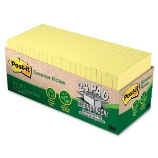 Post it Greener Notes, 3 x 3 Inches, Canary Yellow, 24 Pads/Cabinet Pack  Sticky Note Pads 