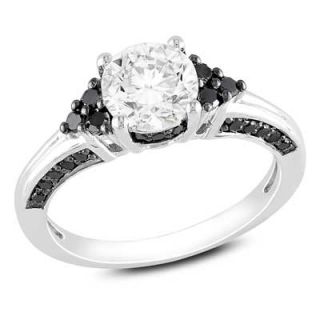 5mm Lab Created White Sapphire and 1/3 CT. T.W. Enhanced Black